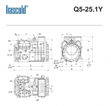 Compresor Frascold semiermetic Q5-25.1Y